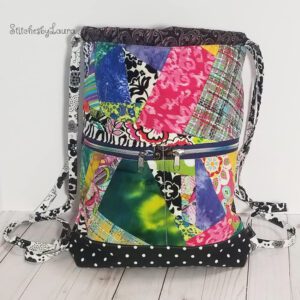 quilted patchwork drawstring bag