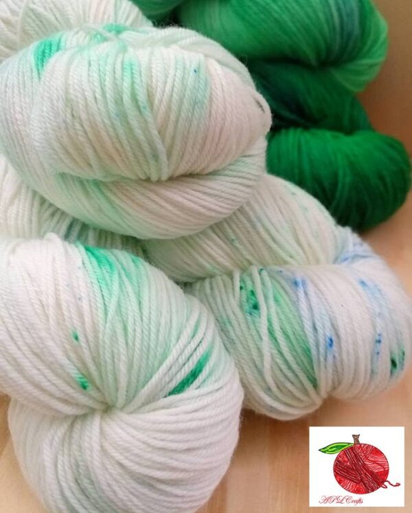 speckled green and blue yarn