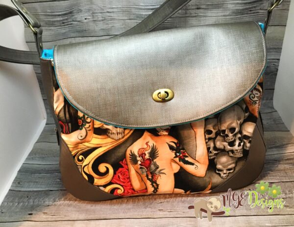 Sugar Skull Handmade Hand Bag, Sample Product, With Expanding Bottom by MGEDesigns