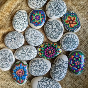 set of 12 adult coloring rocks