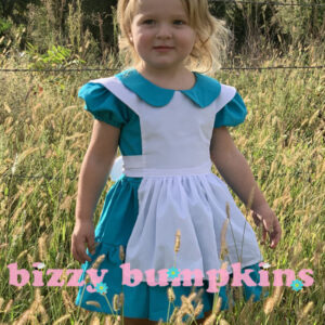Alice in Wonderland Puffy Sleeve Dress with Apron Halloween Costume