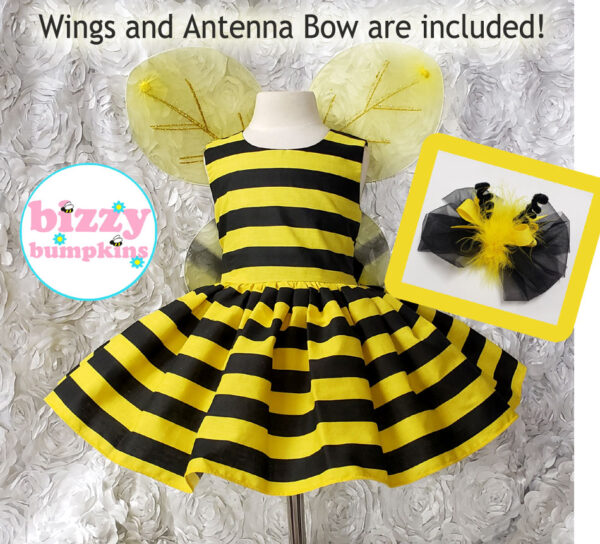 Bumble Bee Sleeveless Dress has built in petticoat and comes with wings & Bow