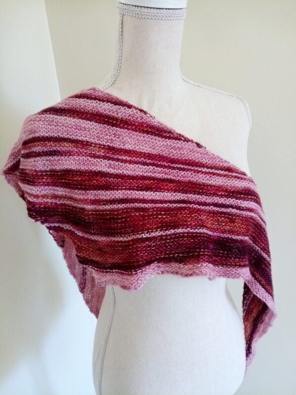 classic striped dark and light pink shawlette/mini scarf