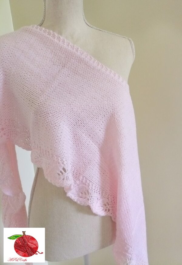 lace edge crescent scarf in light pink