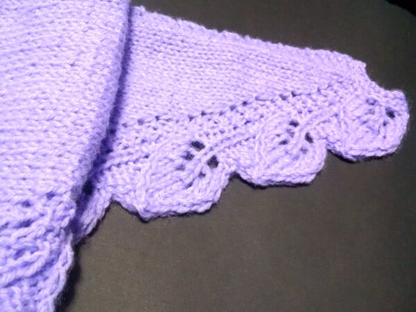 lace edge crescent scarf in light purple
