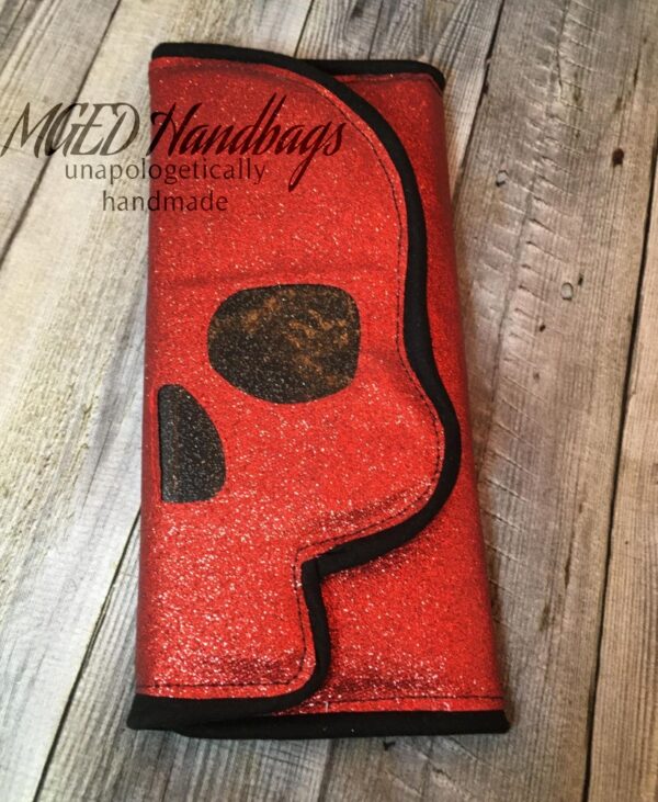 Glitter Skull Wallet with Pipping Handmade by MGED Handbags