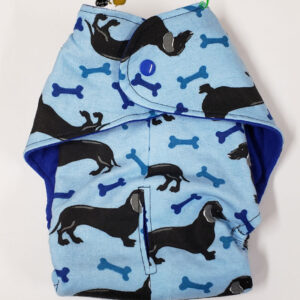 Blue Dachshund Fancy Pants Doggie Diaper Female Washable and Reusable Dog Diaper