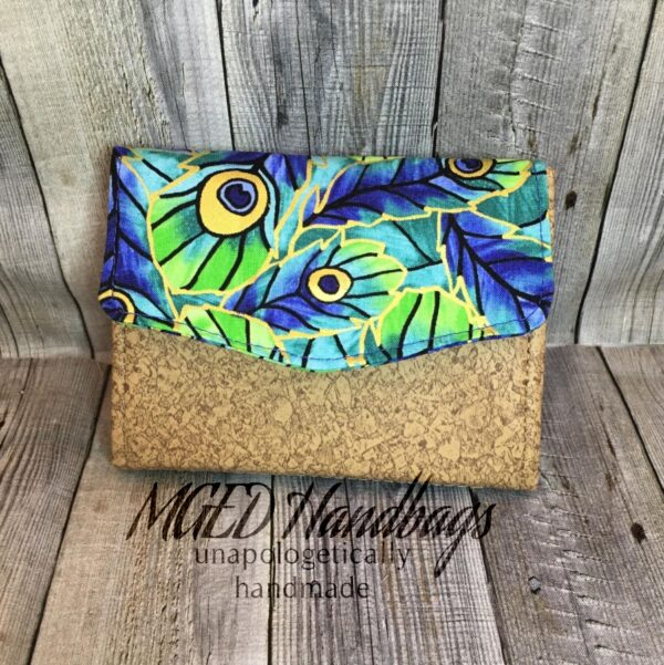 Peacock NCWallet Mini Made with Cork Mothers Day Sale Handmade by MGED Handbags
