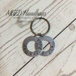 Dad est Date Hand Stamped Key Ring Handmade by MGED Handbags