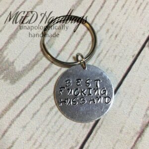 Best F'ing Husband Hand Stamped Key Ring Handmade by MGED Handbags