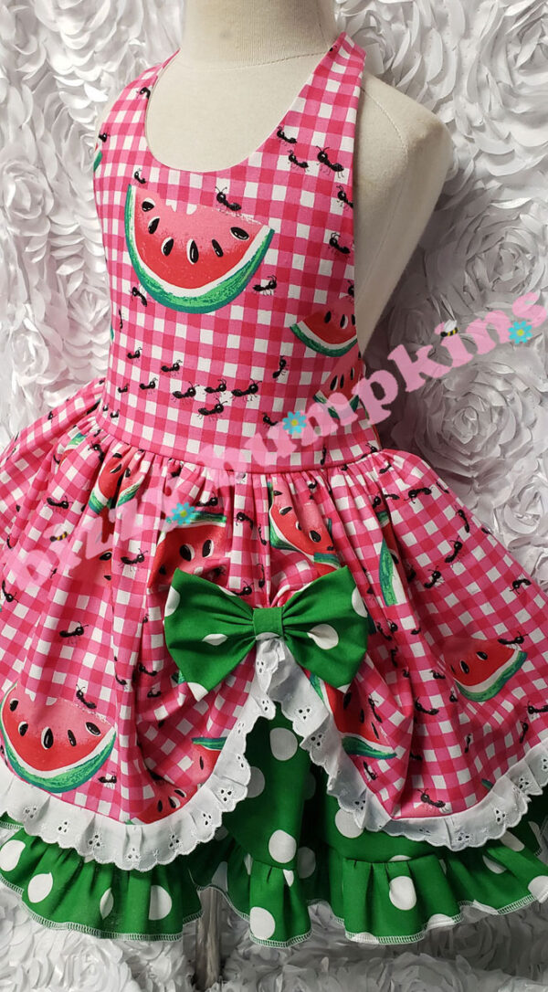 Watermelon Festival Halter Dress with Eyelet Trim