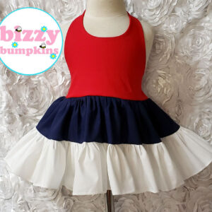 Red White and Blue Patriotic Halter Dress