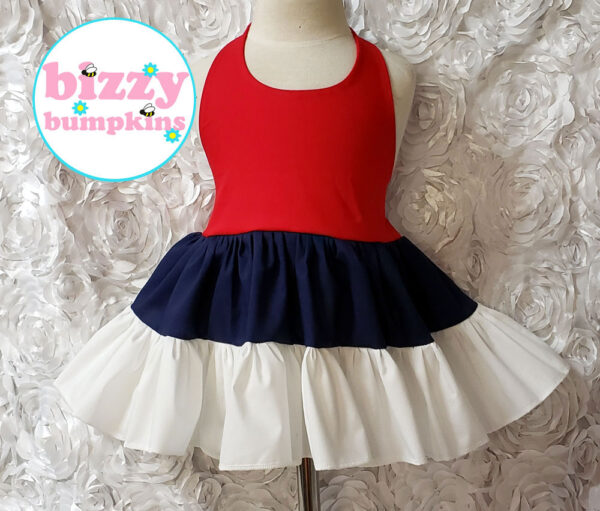 Red White and Blue Patriotic Halter Dress