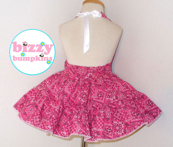 Hot pink bandana twirly halter dress square dance dress