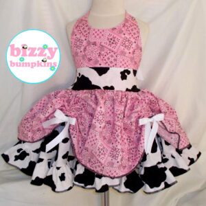 Pink Bandana and Cow Print Halter Dress