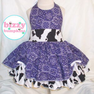 Purple Bandana and Cow Print Halter Dress