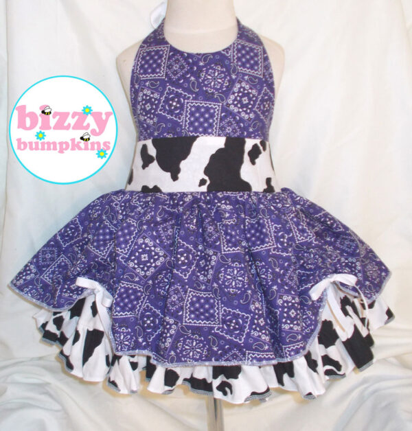 Purple Bandana and Cow Print Halter Dress