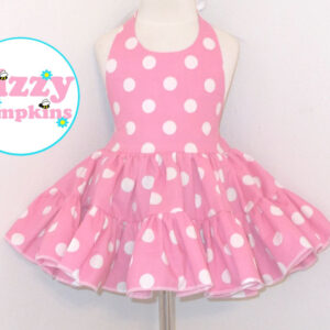 Pink and White Polka Dot Twirly Halter Dress