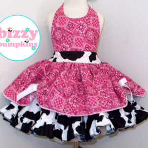 Hot Pink Bandana and Cow Print Halter Dress