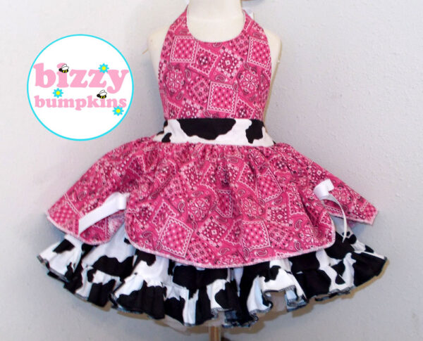 Hot Pink Bandana and Cow Print Halter Dress