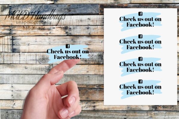 Check Us Out On Facebook Sticker Sheet of 15 Choose Glossy Matte or Clear Handmade by MGED Handbags