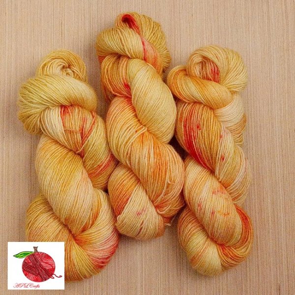 large areas of orange and gold, and speckles of deep reds, this yarn screams autumn.