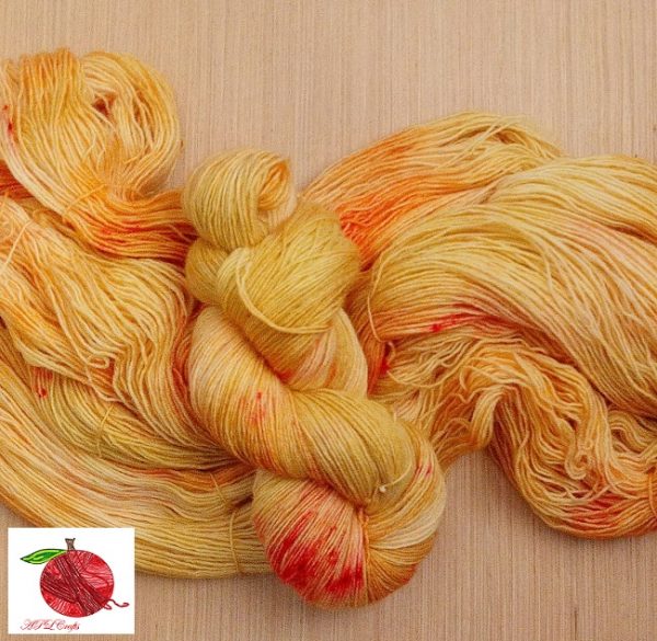 large areas of orange and gold, and speckles of deep reds, this yarn screams autumn.