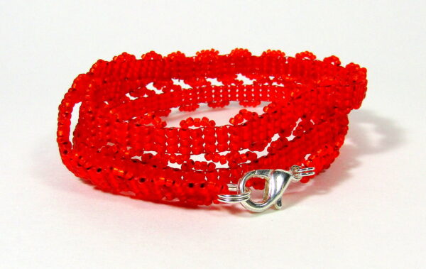 Flame Red Matte Beaded Wrap Bracelet
