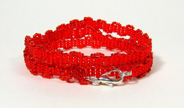Flame Red Beaded Wrap Bracelet: Noveenna