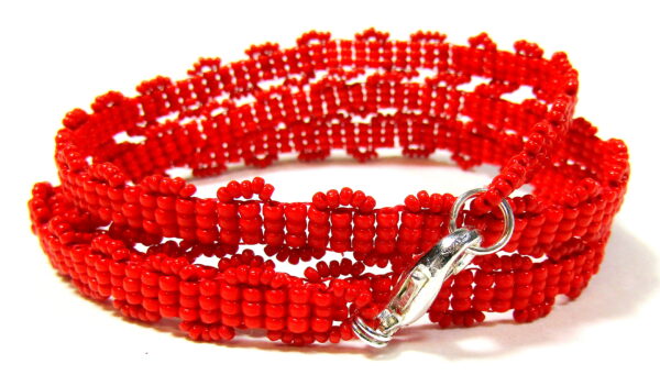 Red Beaded Wrap Bracelet by Noveenna
