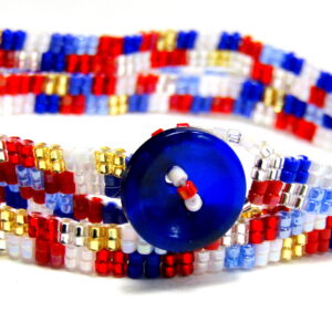 4th of July Beaded Wrap Bracelet: Noveenna