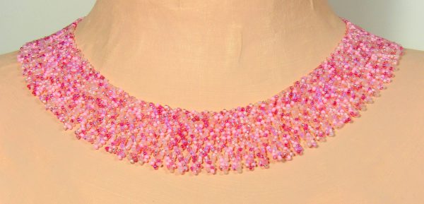 Pretty In Pink Beaded Collar by Noveenna