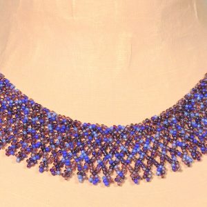 Purple Pansies Beaded Collar