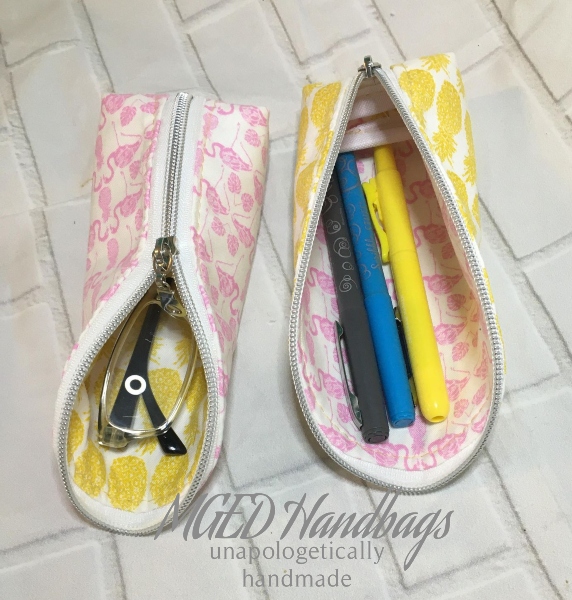 Flamingo and Pineapple Print Taco Tuesday Pouch Set of 2 Handmade by MGED Handbags