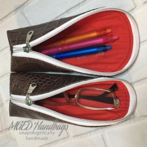Taco Tuesday Pouch Made with Faux Alligator Leather, Set of 2, Handmade by MGED Handbags