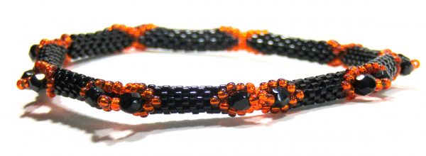 Orange Black Beaded Bangle by Noveenna