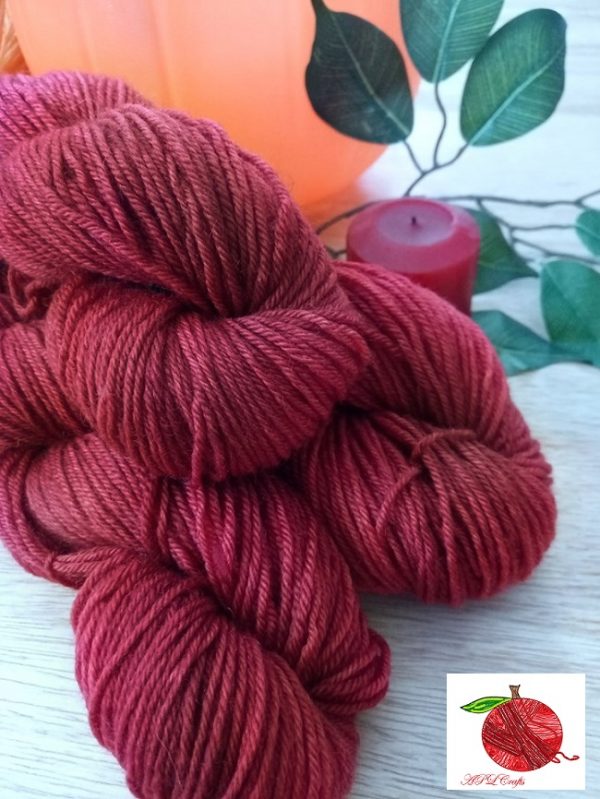 deep red semi-solid yarn
