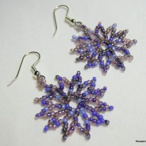 Purple Pansies Beaded Earrings by Noveenna