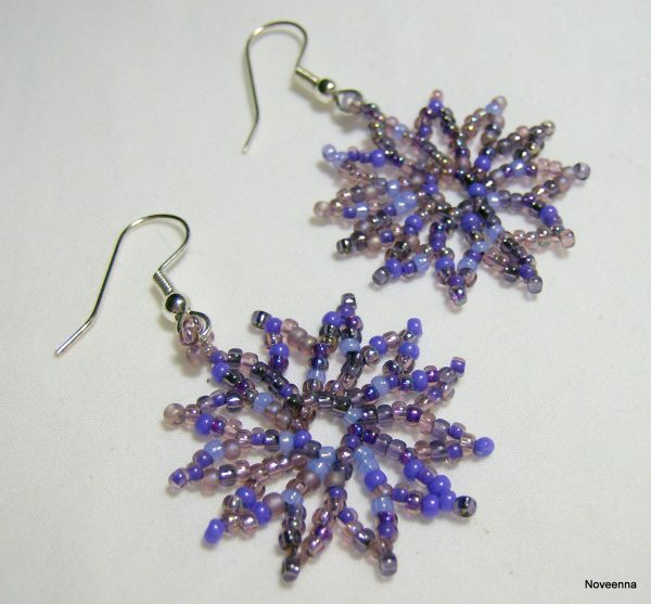 Purple Pansies Beaded Earrings by Noveenna