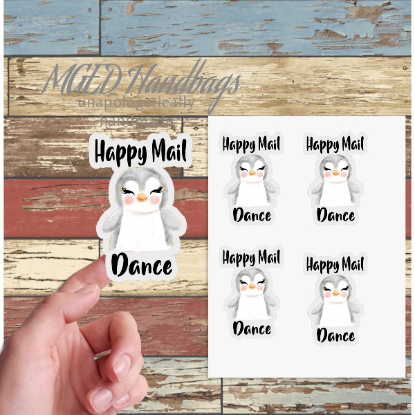 Happy Mail Dance Packaging Stickers, Sheet of 19, Handmade by MGEDHandbags