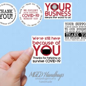 Thank You Covid Stickers Set of 25 Shipping Included Handmade by MGEDHandbags