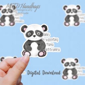 Panda Thank You Sticker Digital Download Print Your Own Stickers Handmade by MGEDHandbags