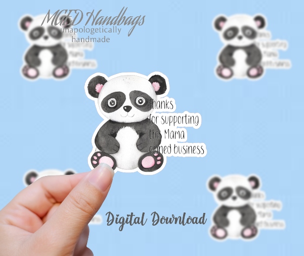 Panda Thank You Sticker Digital Download Print Your Own Stickers Handmade by MGEDHandbags