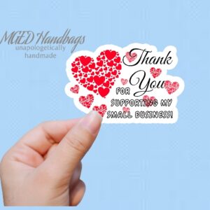 Valentine Thank You Stickers Set of 25 Shipping Included Handmade by MGEDHandbags