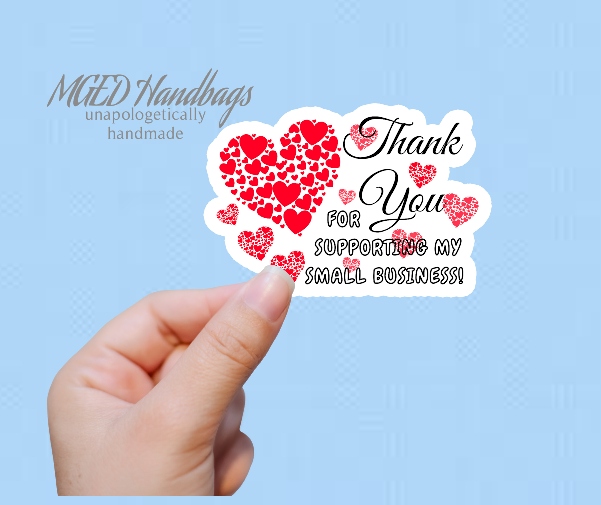 Valentine Thank You Stickers Set of 25 Shipping Included Handmade by MGEDHandbags