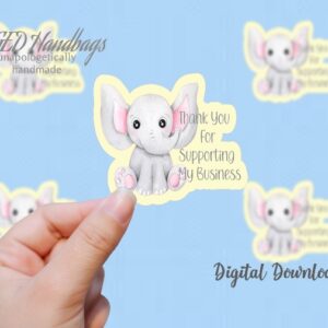 Thank You Elephant Sticker Digital Download Print Your Own Stickers Handmade by MGEDHandbags