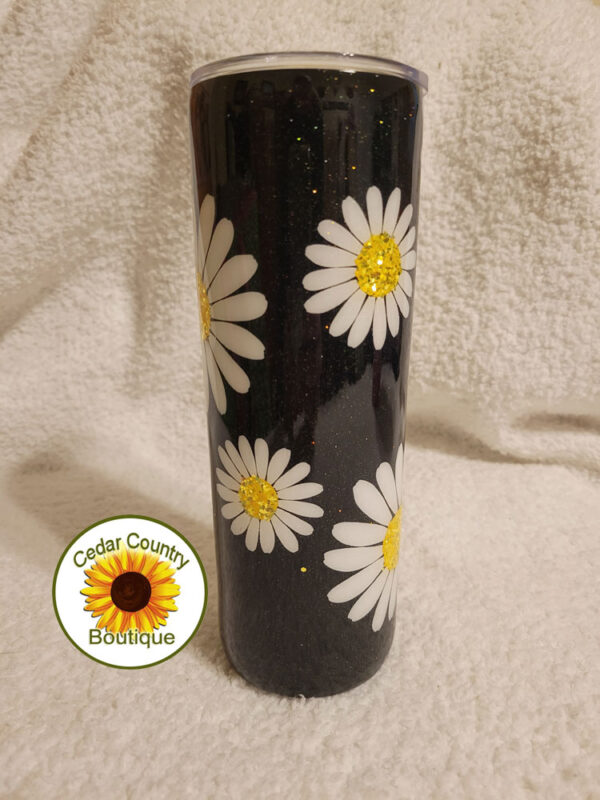 Glittered Daisies Tumbler by Cedar Country Boutique