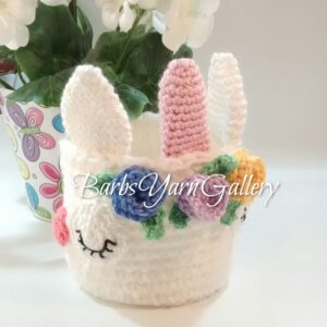 Unicorn Crochet Basket Decoration