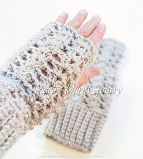 Womens Light-Grey Fingerless Gloves