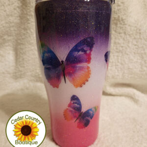 Glitter Butterfly Tumbler by Cedar Country Boutique